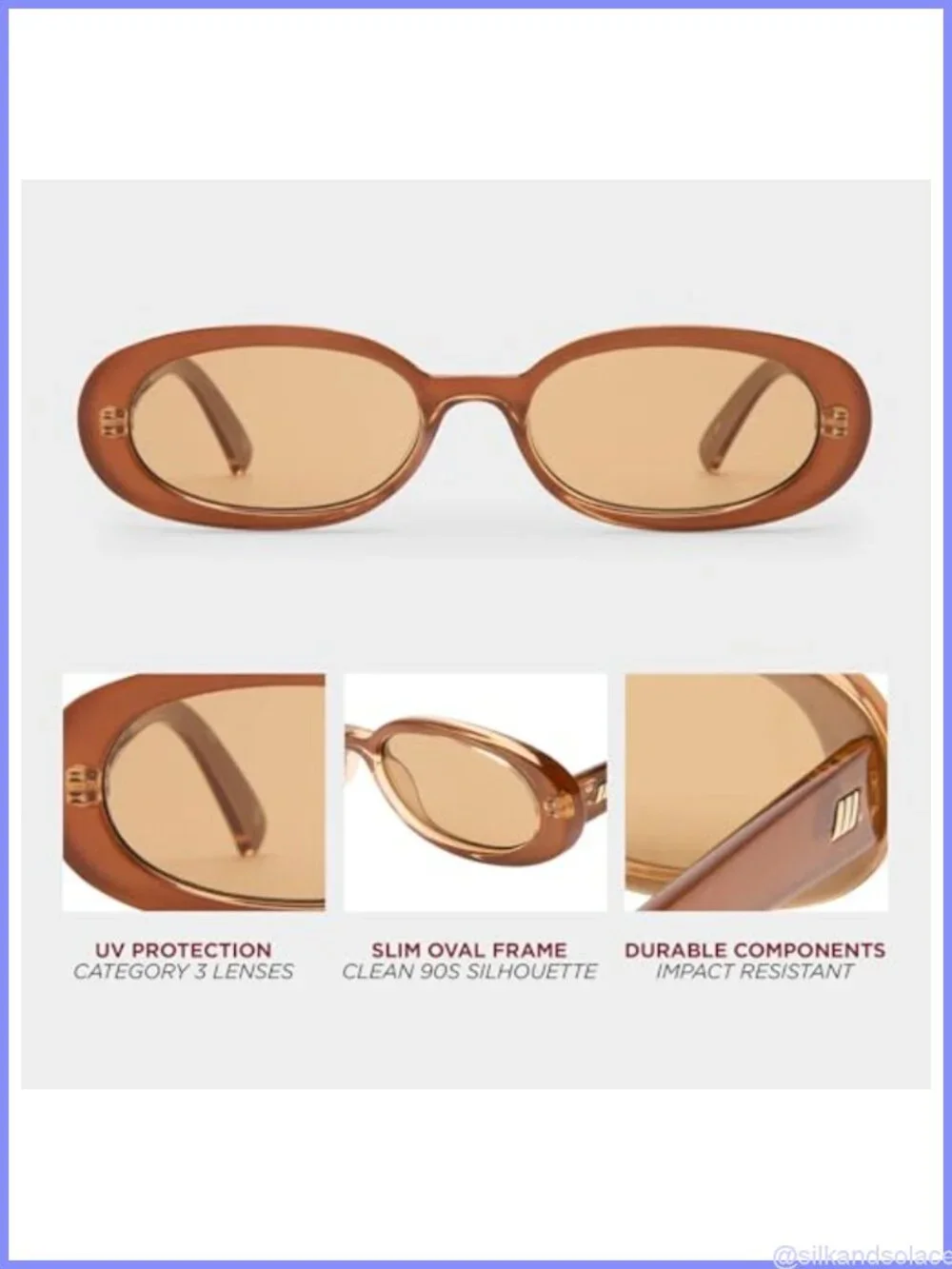 Oval Retro 90s Style Sunglasses Polarized UV Protection Half-Frame